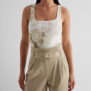 Body Contour Floral Textured Square Neck Bodysuit - Size M